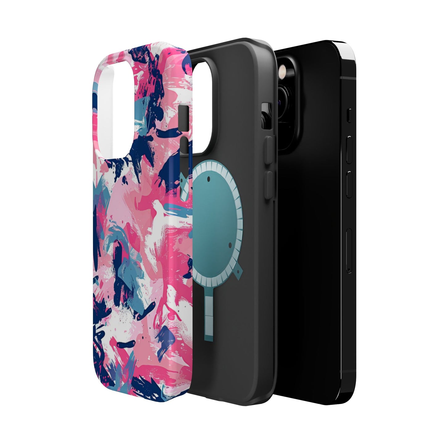 Vibrant Pink & Navy Abstract Splash – MagSafe iPhone Case