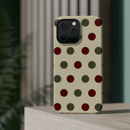 Red & Green Polka Dots on Cream – MagSafe iPhone Case