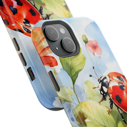 Watercolor Ladybug & Poppy Fields - MagSafe iPhone Case