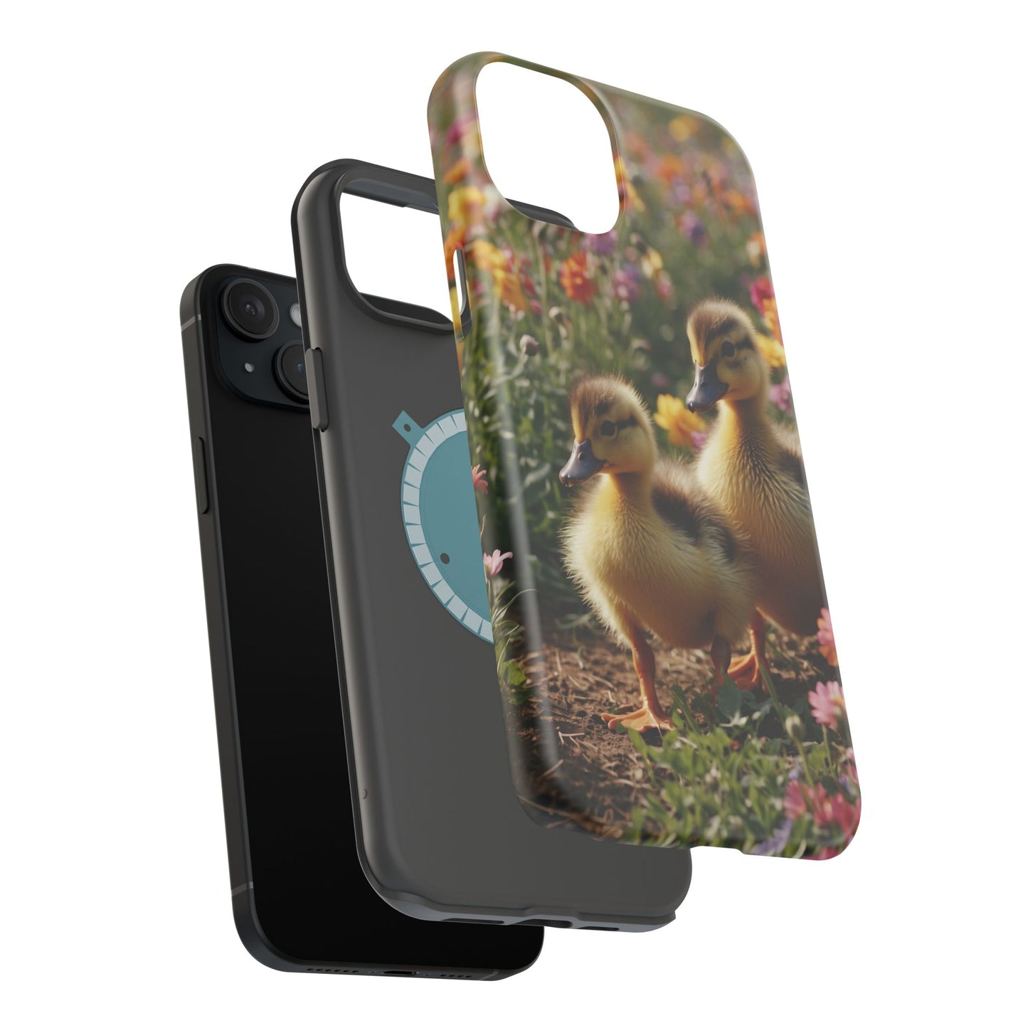 Charming Ducklings in Floral Garden - MagSafe iPhone Case