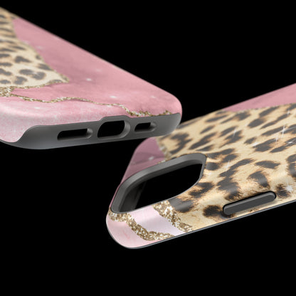 Pink Glam Leopard - MagSafe iPhone Series Case with Glitter Accents