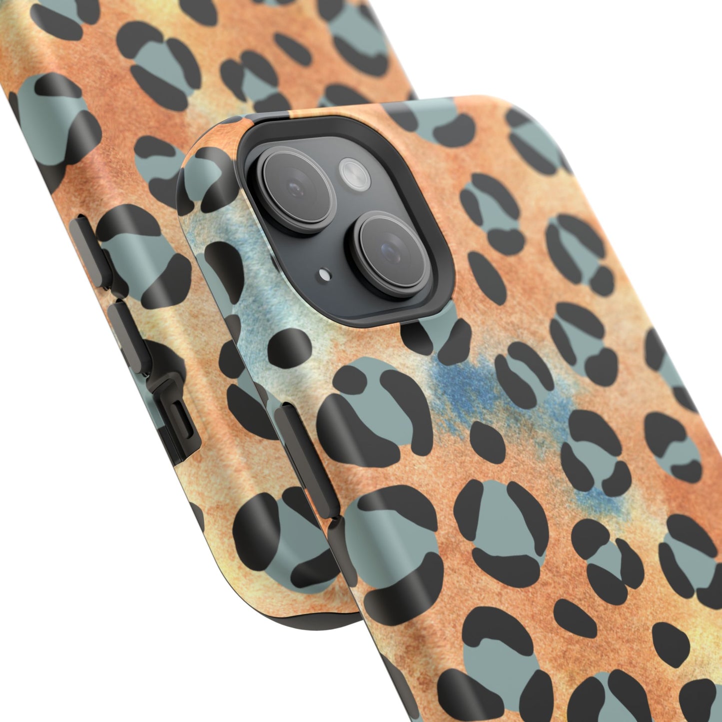 Sunset Watercolor Leopard Print Tough MagSafe iPhone Case – Artistic Animal Pattern with Dual-Layer Protection