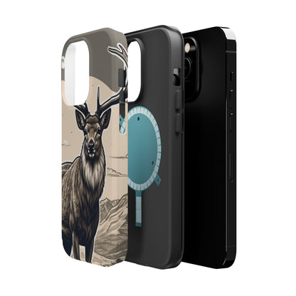 Monochrome Majesty – Regal Stag MagSafe iPhone Cases