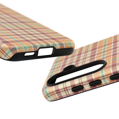 Retro Chic Plaid Samsung Galaxy Case in Red, Orange, Green & Cream – Timeless Vintage Design