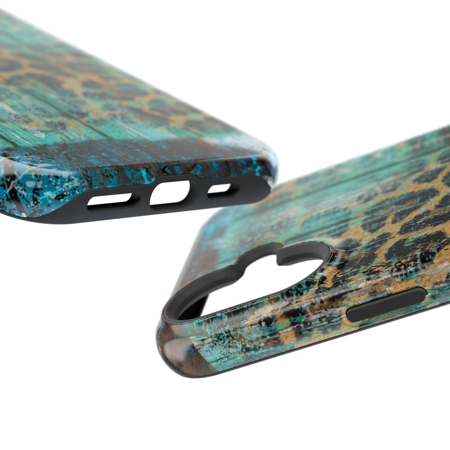 Turquoise Rustic Leopard Wood - MagSafe  iPhone Series Case