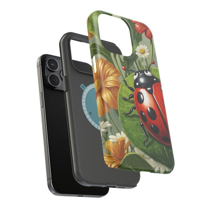 Ladybug Garden MagSafe iPhone Case – Whimsical Floral Design