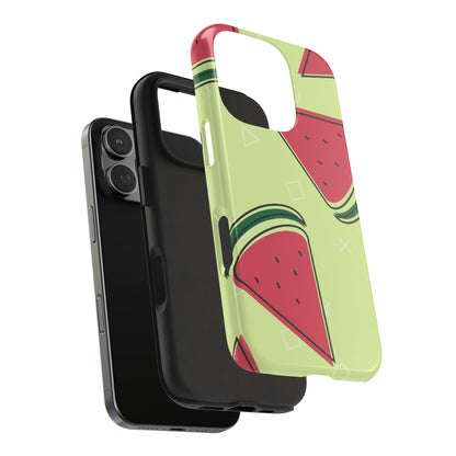 Watermelon Slice iPhone Case – Fresh & Fun Design with Retro Geometric Pattern