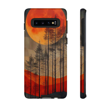 Moody Forest Moonrise Samsung Galaxy Case – Dark Landscape Design, Dual-Layer Protection