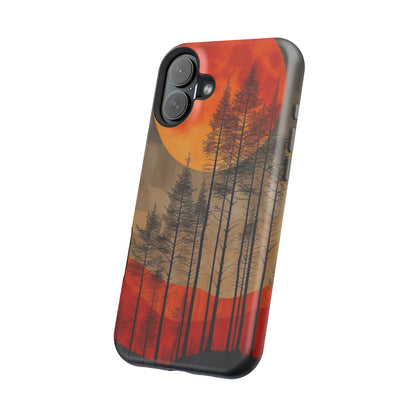 Moody Forest Moonrise MagSafe iPhone Case – Dark Landscape Design, Dual-Layer Protection