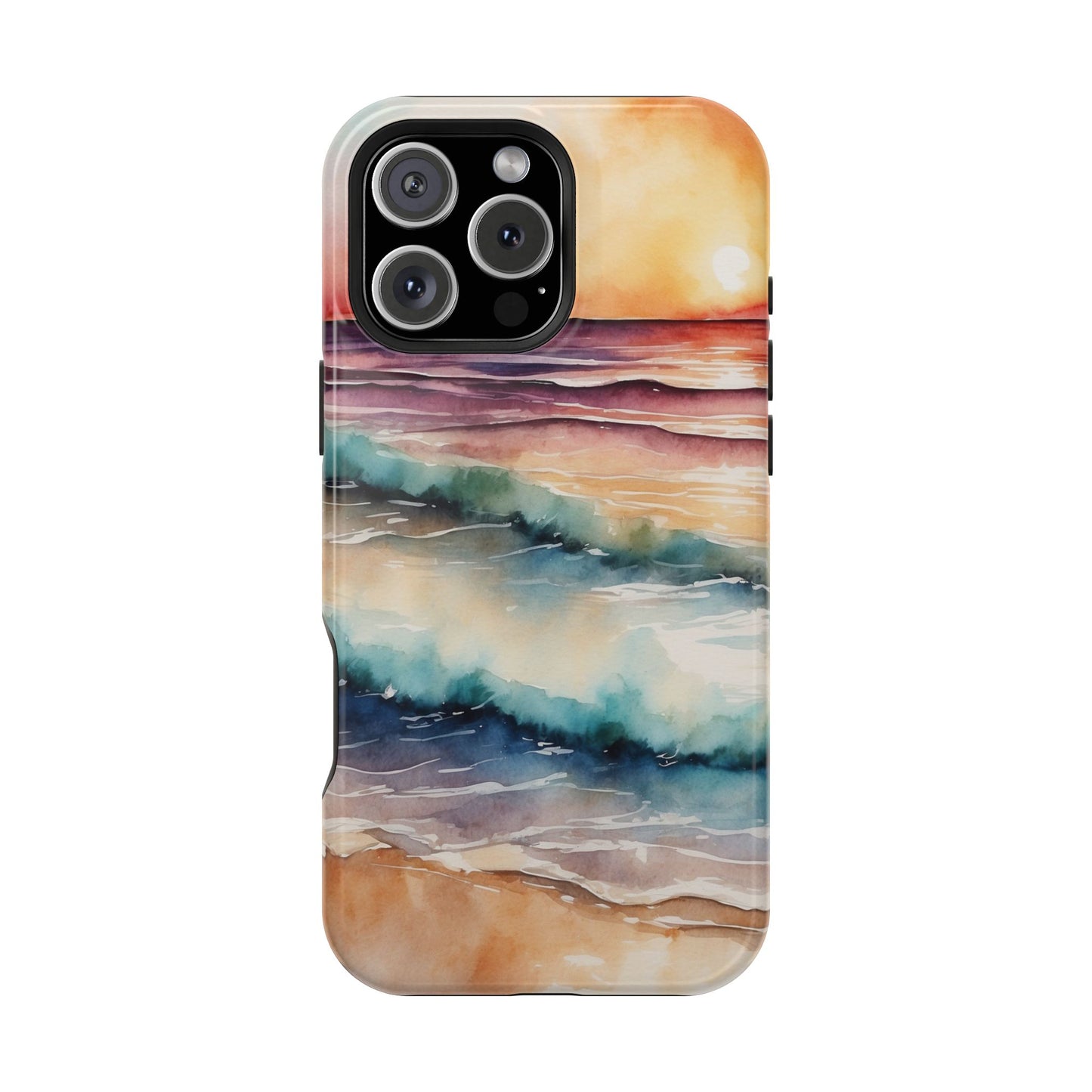 Sunset Waves MagSafe iPhone Case – Vibrant Watercolor Design