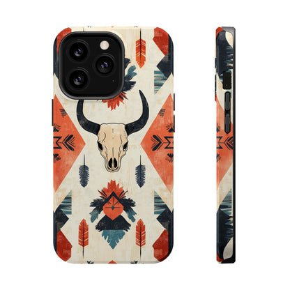 Southwestern Boho Skull Tough MagSafe iPhone Case – Durable Matte Finish, Dual-Layer Protection