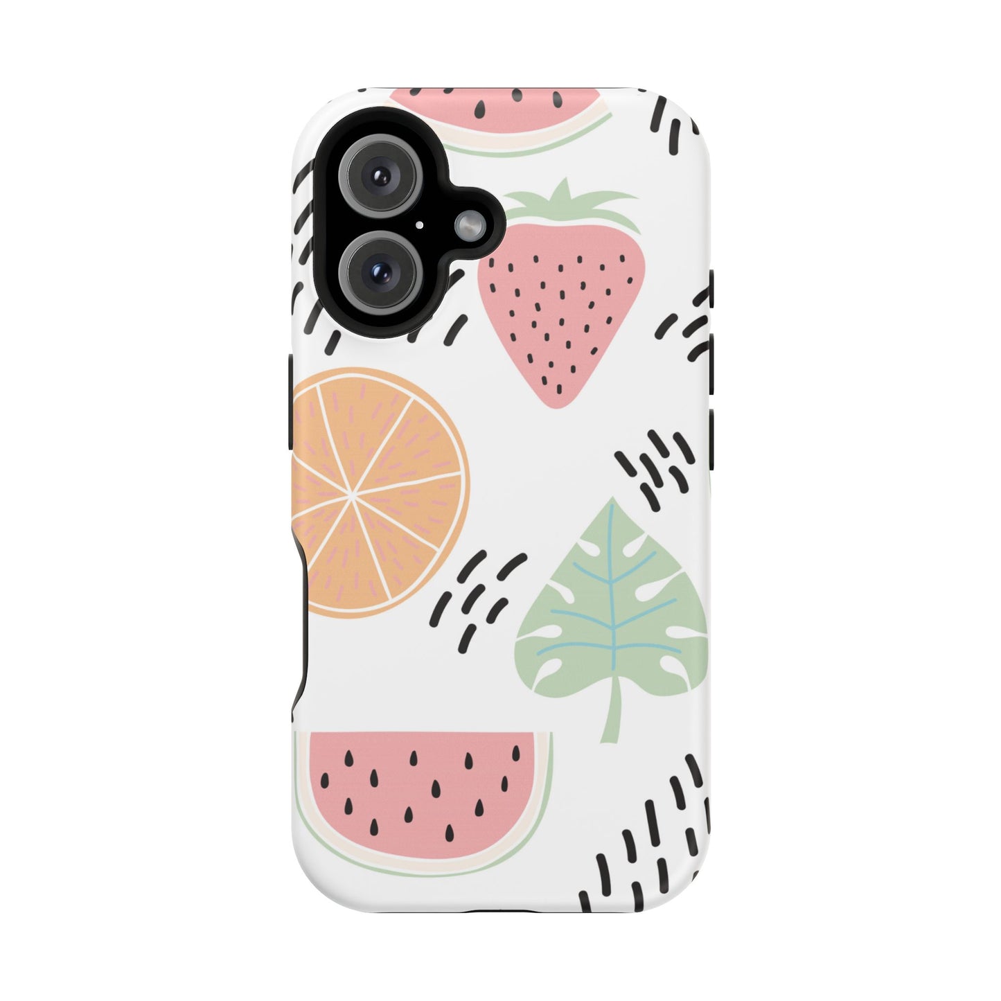 Tropical Fruit Fiesta Tough MagSafe iPhone Case – Fun Watermelon, Pineapple, and Citrus Design