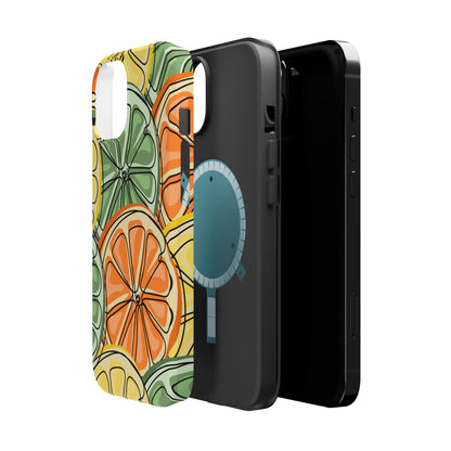 Citrus Zest Tough MagSafe iPhone Case – Bold Lime, Lemon, and Orange Design, Shockproof Protection