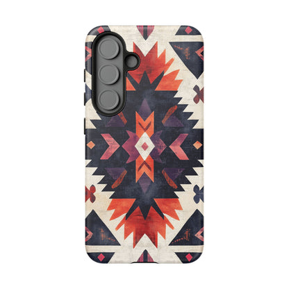 Boho Tribal Starburst Tough Samsung Galaxy  Case – Vibrant Geometric Design, Dual-Layer Protection