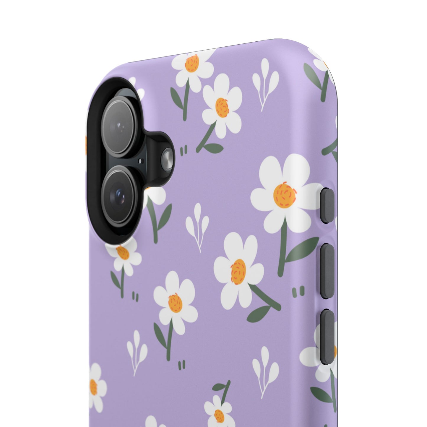 Purple Daisy Garden MagSafe  iPhone Case – Soft Lavender Background, Shockproof Protection with Slim Fit