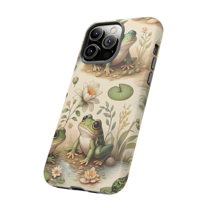 Cute Frogs Phone Case - Pond Pals Frolic - Charming Frog Lily Pad Phone Case for iPhone, Google & Samsung! Great Gift For Any Frog Lover!