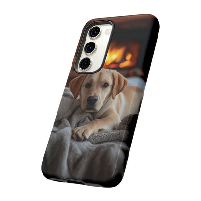 Cozy Golden Retriever by the Fireplace - Samsung Galaxy Case