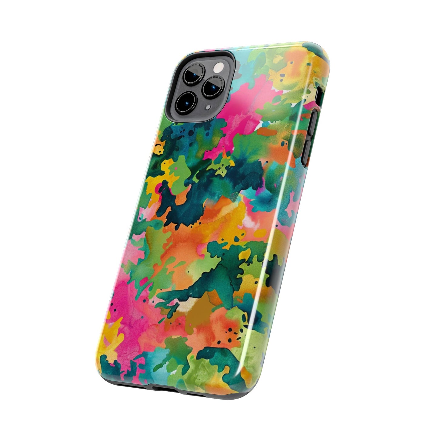 Vibrant Watercolor Splash iPhone Case – Bold Multicolor Artistic Design