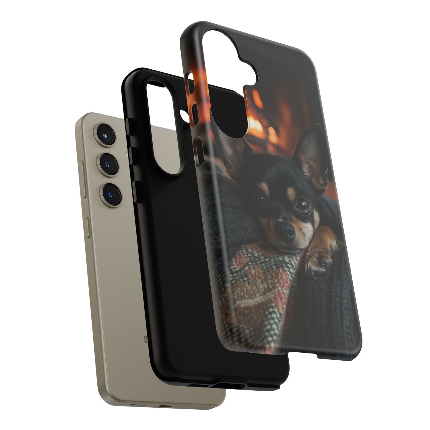 Cozy Chihuahua Fireplace Samsung Galaxy Case – Warm and Protective Design