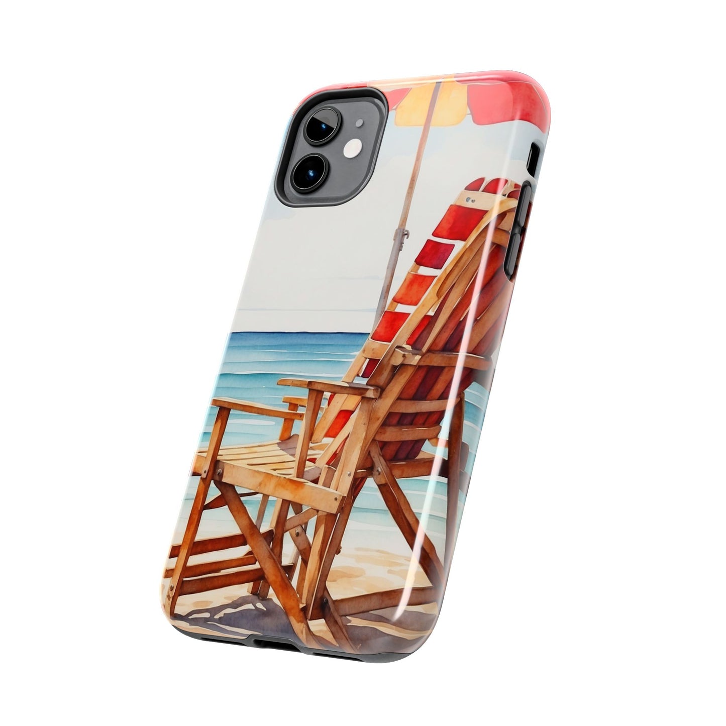 Beach Bliss iPhone Series Case – Relaxing Seaside Chair and Umbrella Design