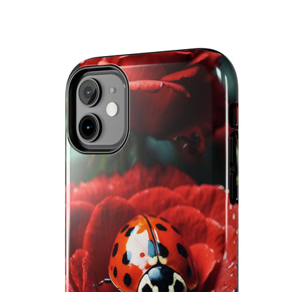 Elegant Rose & Ladybug Charm - iPhone Series Case