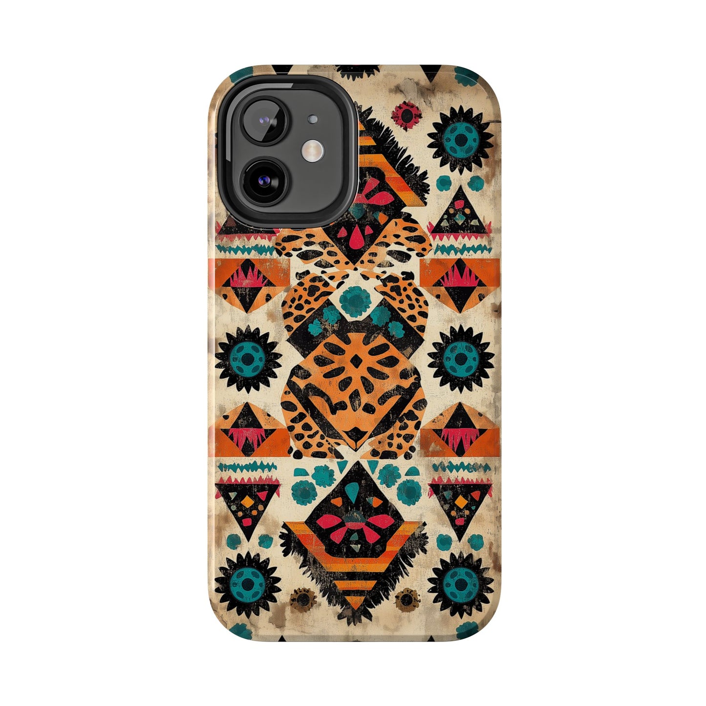 Bohemian Leopard & Tribal Floral Tough iPhone Case – Vibrant Eclectic Design, Dual - Layer Protection - BOGO Cases