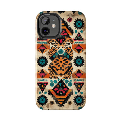 Bohemian Leopard & Tribal Floral Tough MagSafe iPhone Case – Vibrant Eclectic Design, Dual - Layer Protection - BOGO Cases