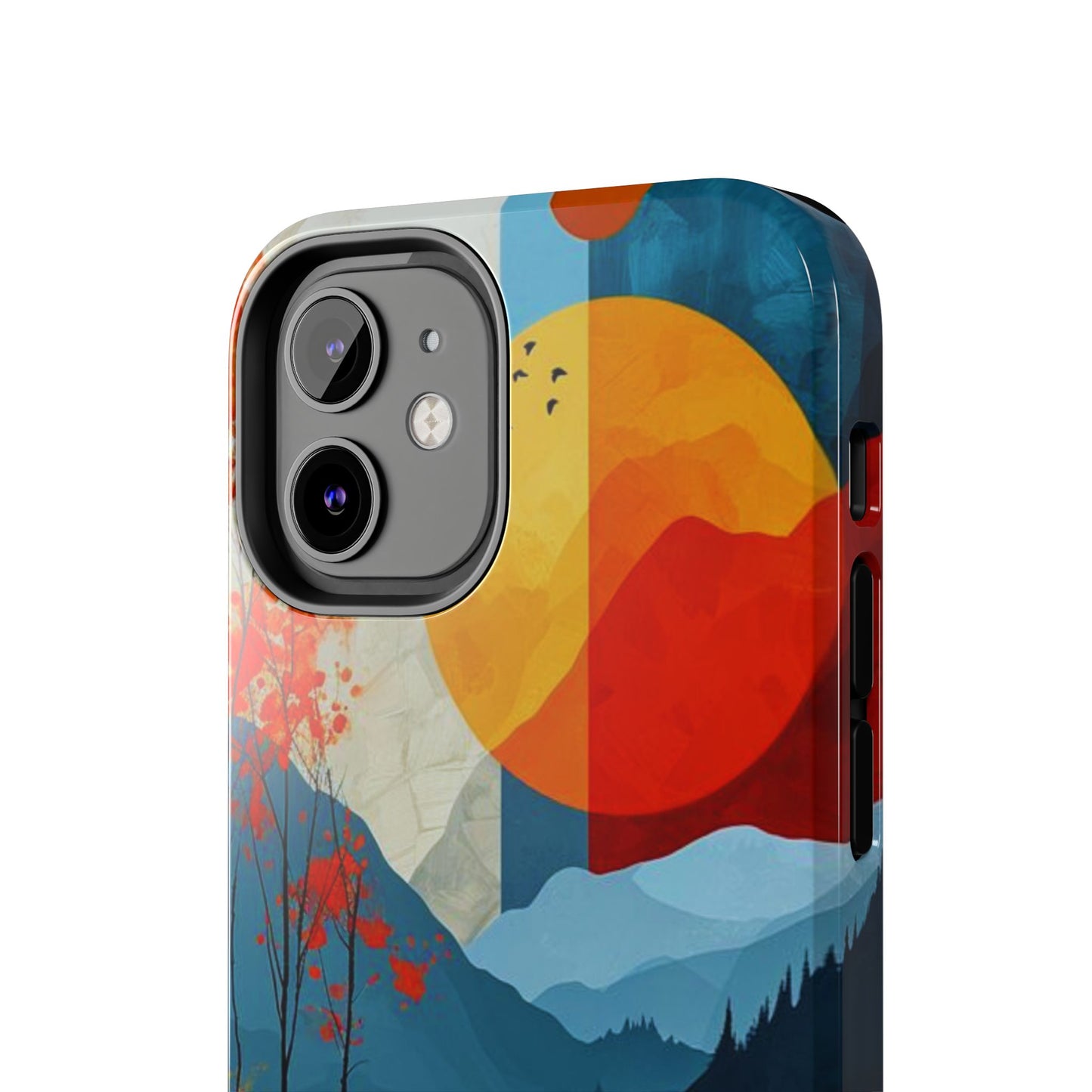 Abstract Autumn Landscape iPhone Case – Bold Colorful Sunset Design, Dual - Layer Protection - BOGO Cases