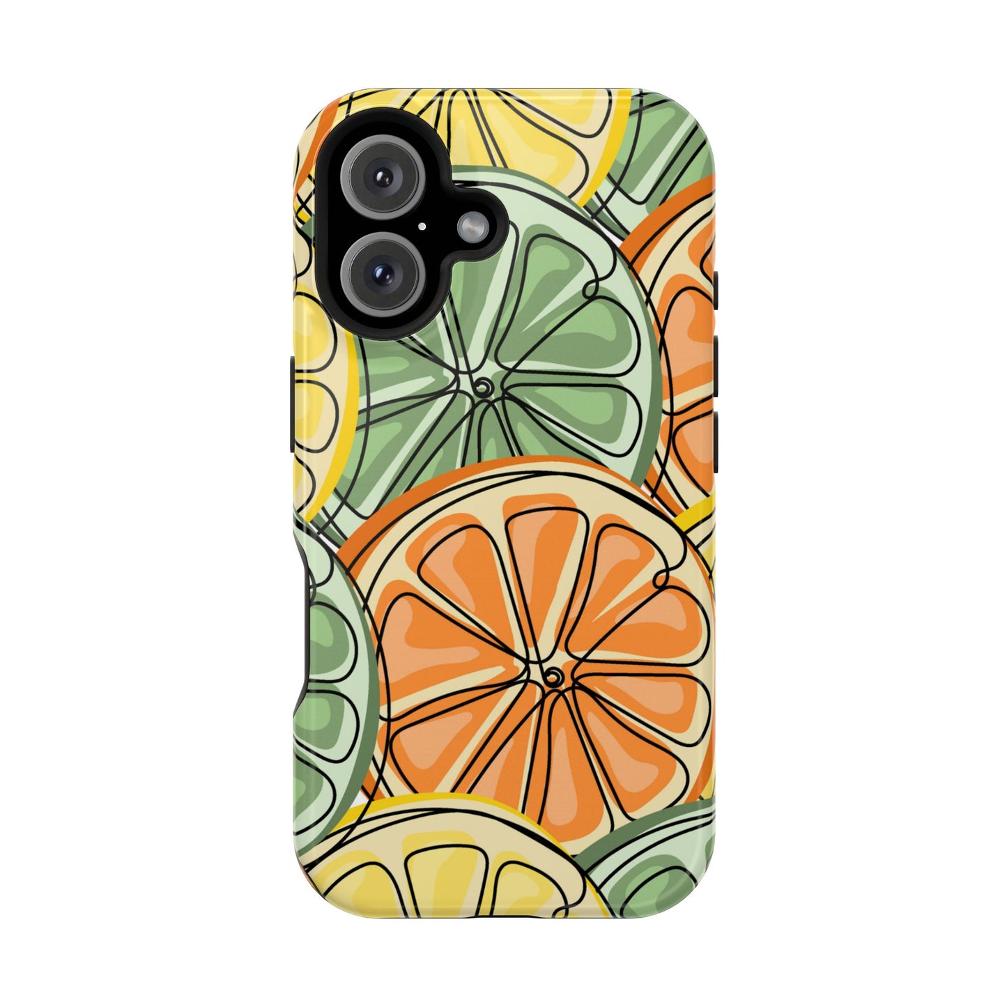 Citrus Zest Tough MagSafe iPhone Case – Bold Lime, Lemon, and Orange Design, Shockproof Protection