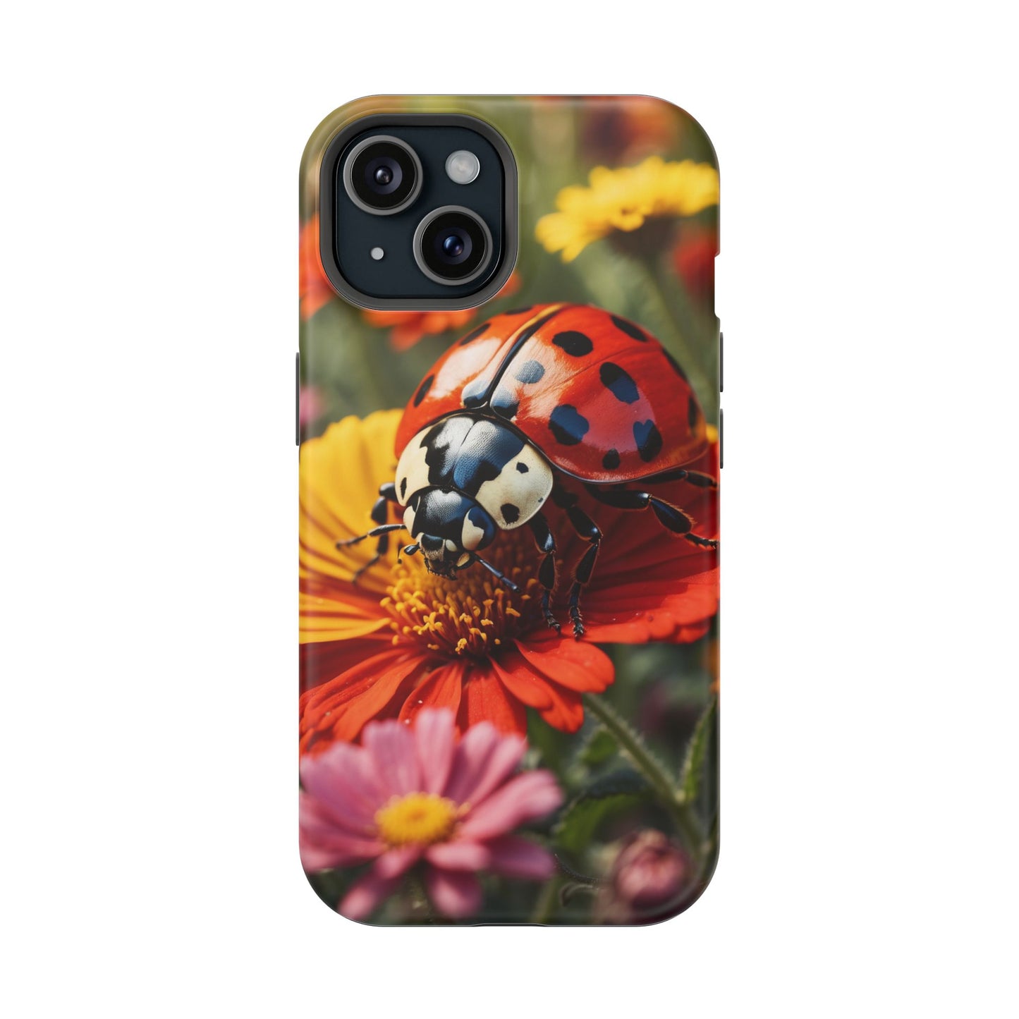 Ladybug on Orange Daisy - MagSafe iPhone Case