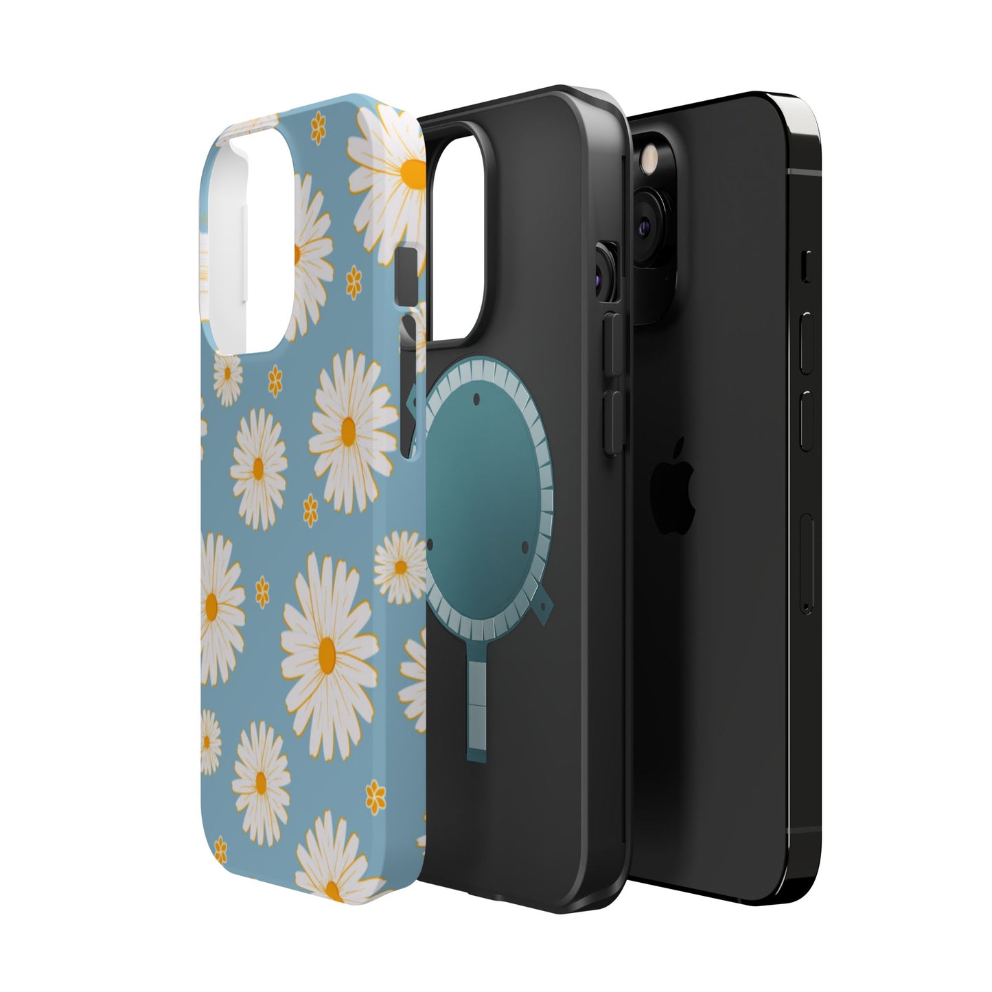 Bright Daisy MagSafe iPhone Case – Light Blue Background, Shockproof and Slim Design