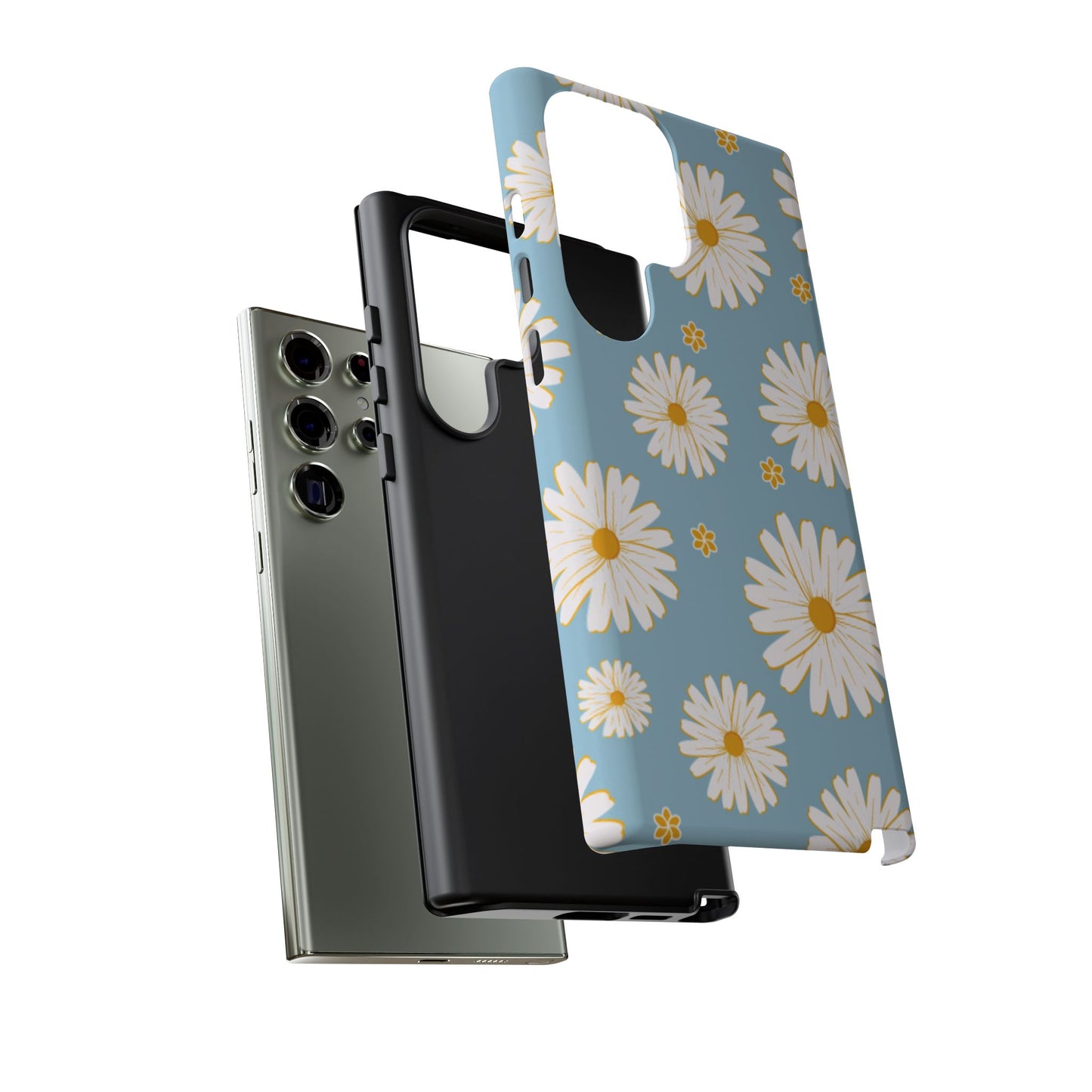 Bright Daisy Samsung Galaxy Case – Light Blue Background, Shockproof and Slim Design - BOGO Cases