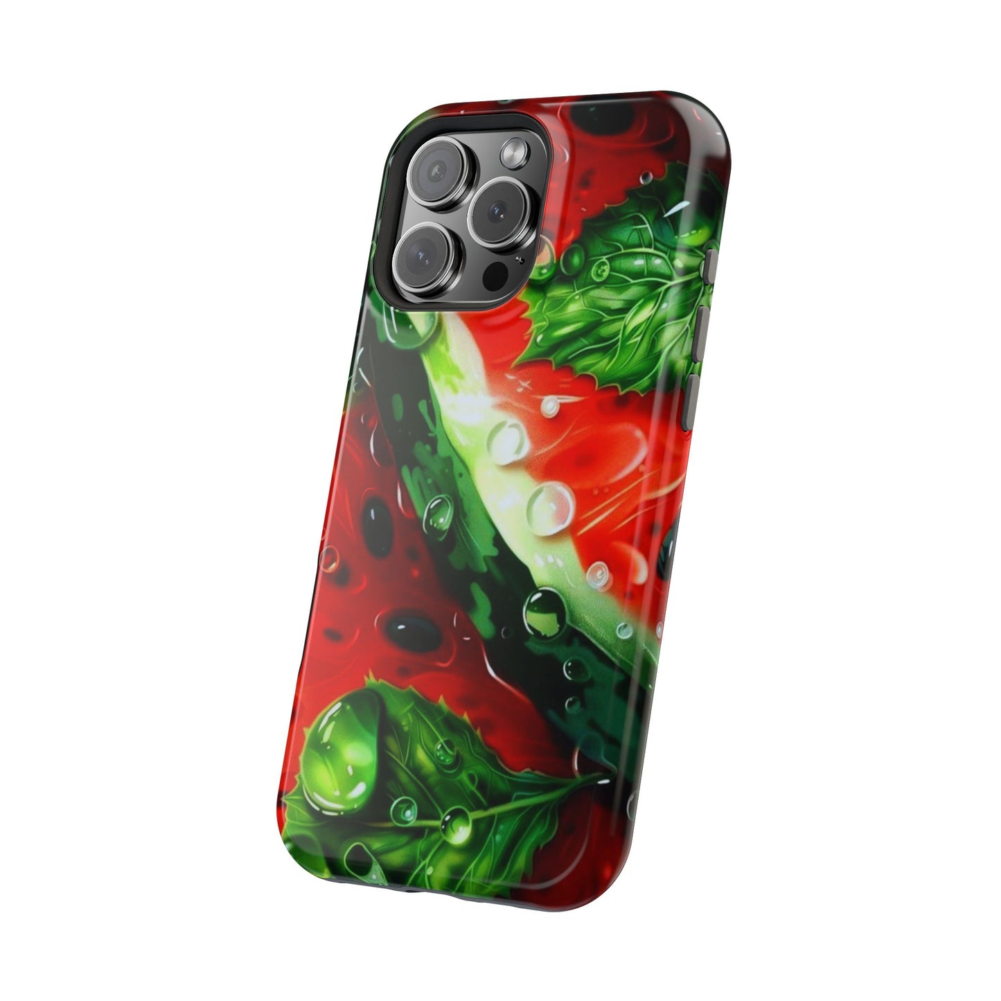 Juicy Watermelon & Mint MasSafe iPhone Case – Tough Dual-Layer, Vibrant Summer Design