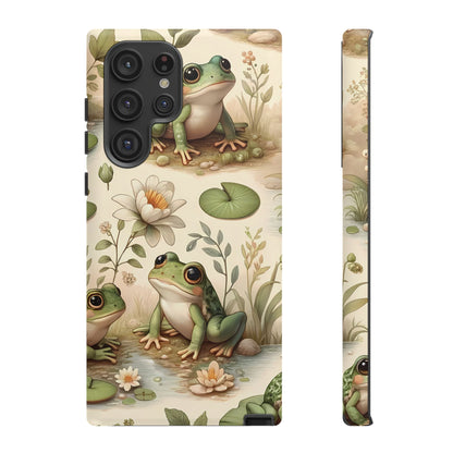 Cute Frogs Phone Case - Pond Pals Frolic - Charming Frog Lily Pad Phone Case for iPhone, Google & Samsung! Great Gift For Any Frog Lover!