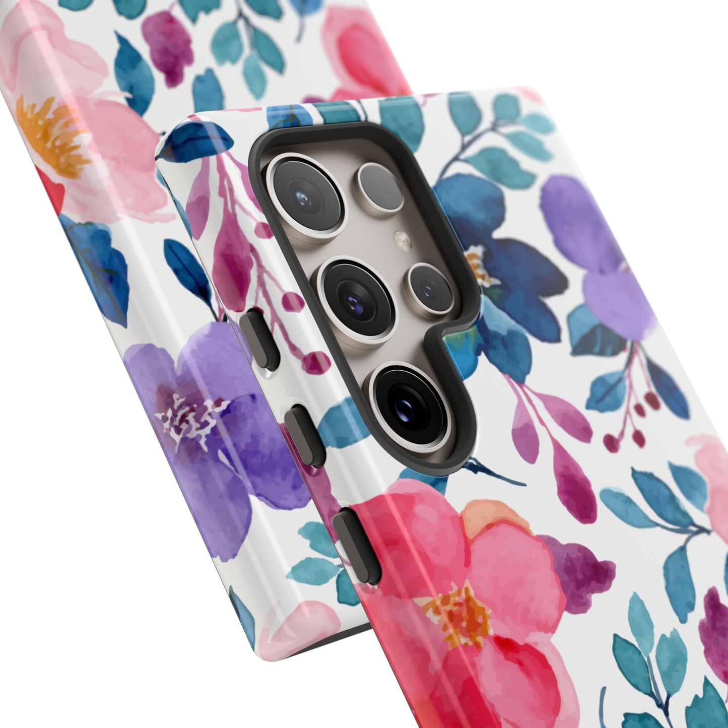 Mystic Bloom – Samsung Galaxy Case with Blue & Pink Watercolor Florals