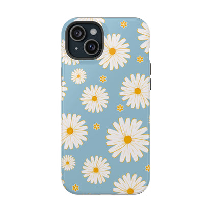 Bright Daisy MagSafe iPhone Case – Light Blue Background, Shockproof and Slim Design