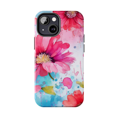 Vibrant Watercolor Red & Pink Floral - iPhone Case