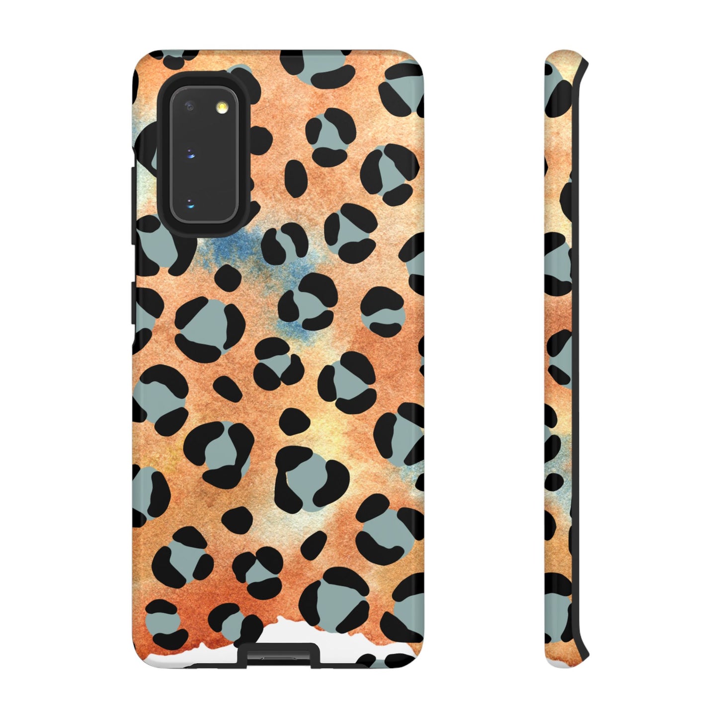 Sunset Watercolor Leopard Print Tough Samsung Galaxy Case – Artistic Animal Pattern with Dual-Layer Protection