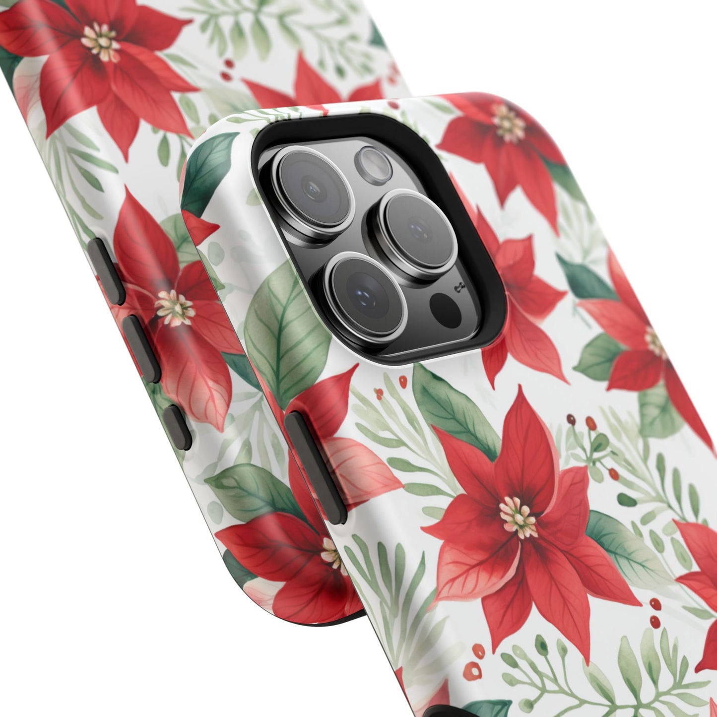 Festive Poinsettia Holiday Pattern – MagSafe iPhone Series Case