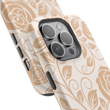 Vintage Rose Vine Tough MagSafe iPhone Case – Elegant Floral Pattern with Dual-Layer Protection