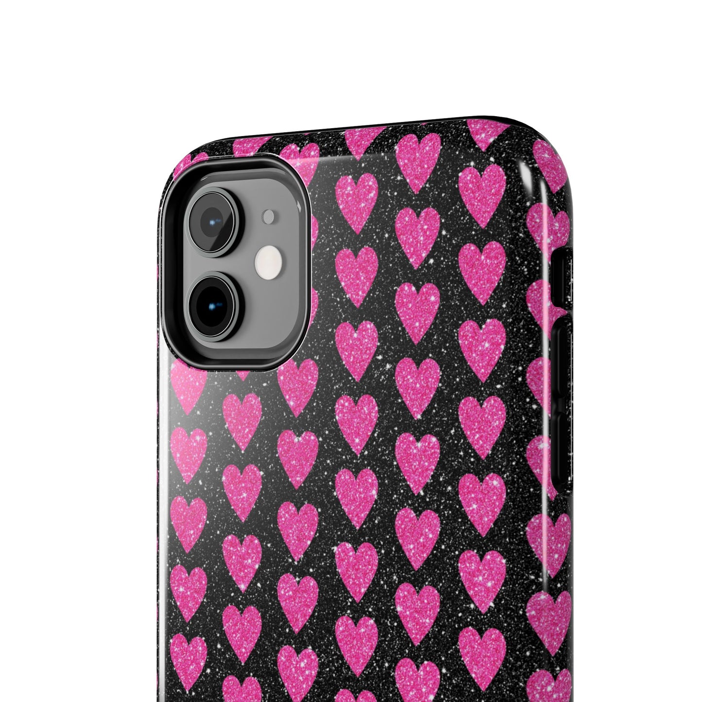 Glitter Pink Hearts iPhone Case