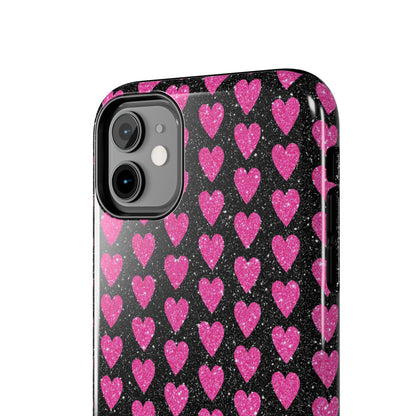 Glitter Pink Hearts iPhone Case