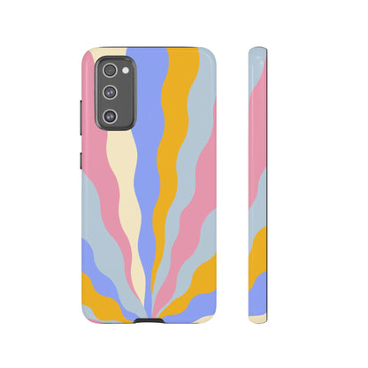 Pastel Radiance Samsung Galaxy Case – 70s-Inspired Dual-Layer Design with Wavy Sunburst Pattern