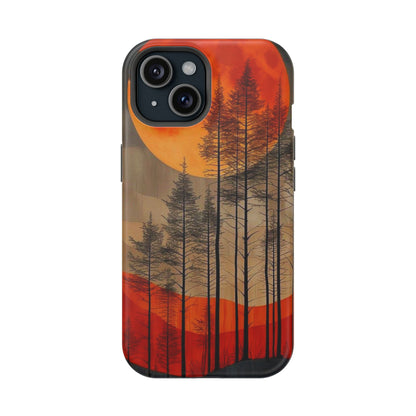 Moody Forest Moonrise MagSafe iPhone Case – Dark Landscape Design, Dual-Layer Protection