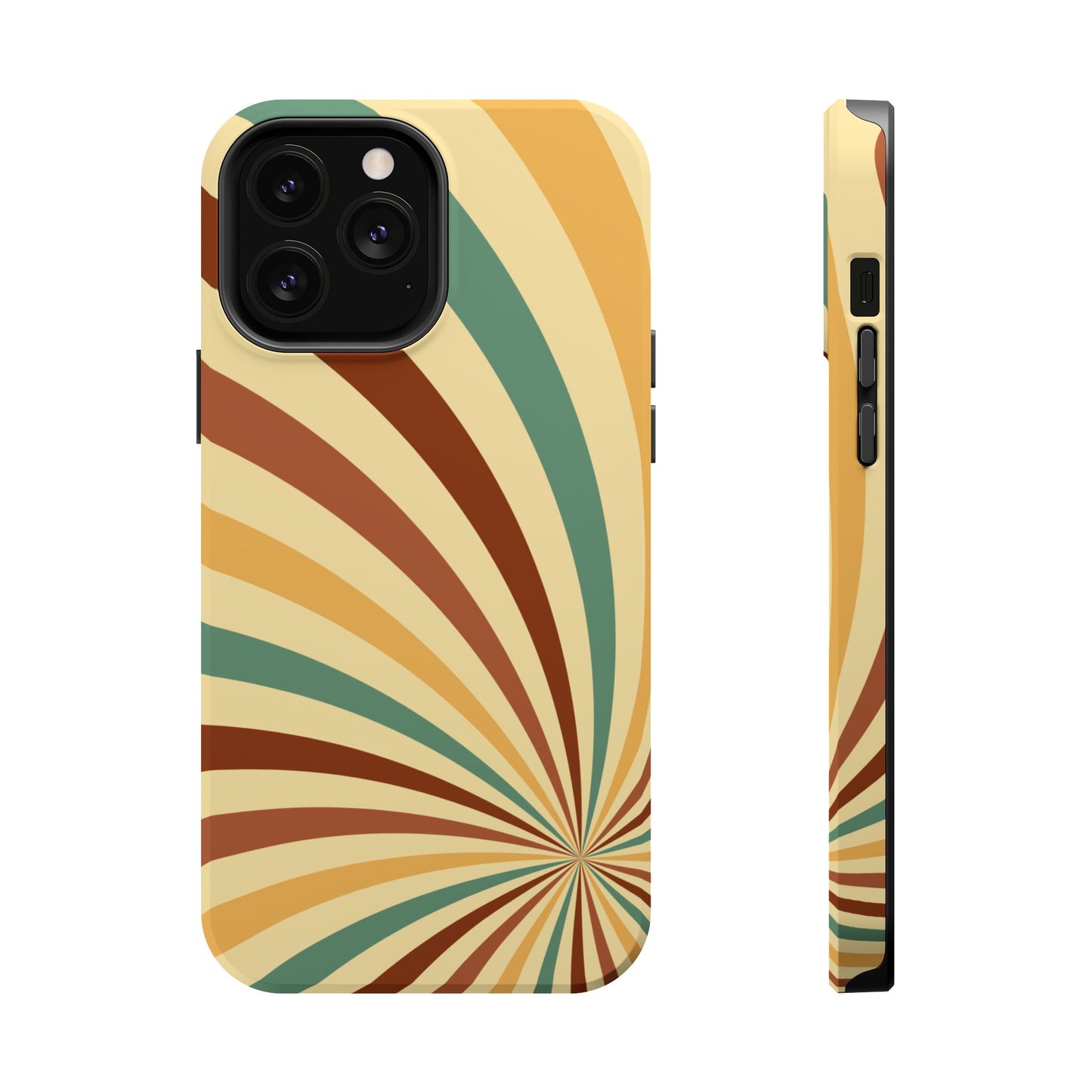 Earthy Retro Swirl MagSafe iPhone Case – Dual-Layer Protection with 70s-Inspired Earth Tones