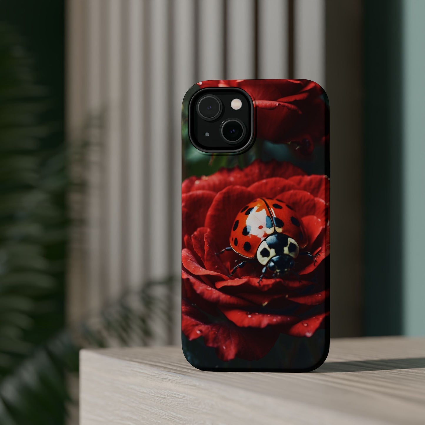 Elegant Rose & Ladybug Charm - MagSafe iPhone Case