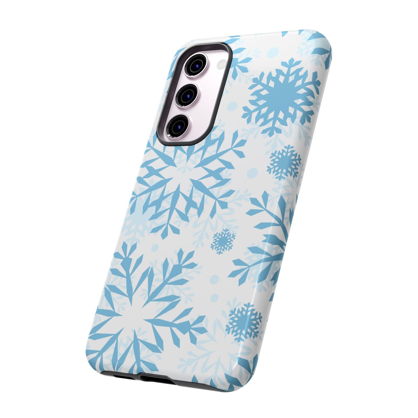 Frosty Blue Snowflakes Samsung Galaxy Case – Shockproof, Smooth Matte Finish, Dual-Layer Design