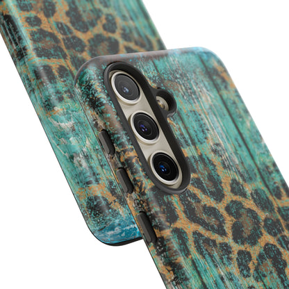 Turquoise Rustic Leopard Wood - Samsung Galaxy Series Case