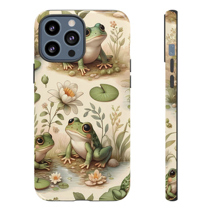 Cute Frogs Phone Case - Pond Pals Frolic - Charming Frog Lily Pad Phone Case for iPhone, Google & Samsung! Great Gift For Any Frog Lover!