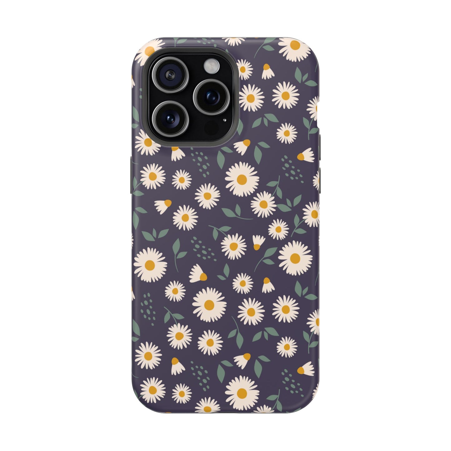 Midnight Daisy MagSafe iPhone Case – Dark Navy Floral Design, Slim and Protective